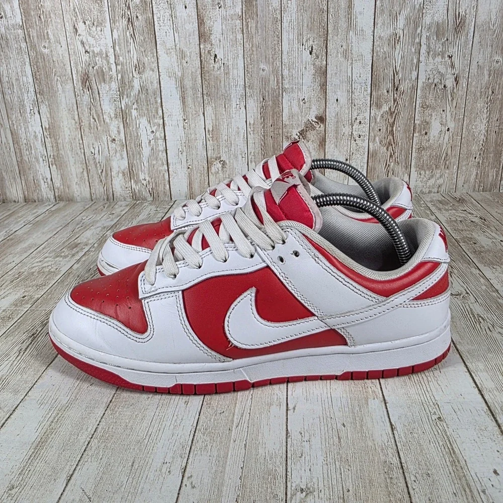 Nike Dunk Low Retro Red White Leather Sneakers Casual Shoes DD1391-600 9‎